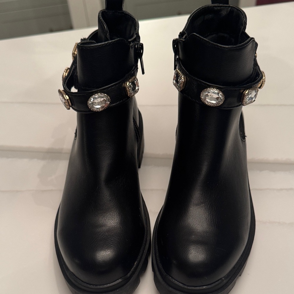 Steve Madden Black Ankle Boots with Jewel Accents